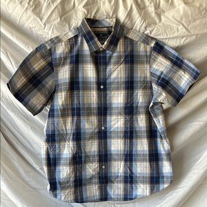 Hart Schaffner Marx Blue and White Plaid Casual Shirt